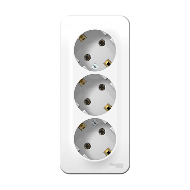Розетка Schneider Electric Blanca BLNRA010311 3-местная с заземлением без шторки белая Розетка Schneider Electric Blanca BLNRA010311 3-местная с заземлением без шторки белая