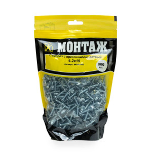 Саморез с прессшайбой 4.2*25 мм Монтаж MD001065 острый цинк 800 шт
