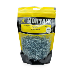 Саморез с прессшайбой 4.2*25 мм Монтаж MD001066 сверло цинк 500 шт