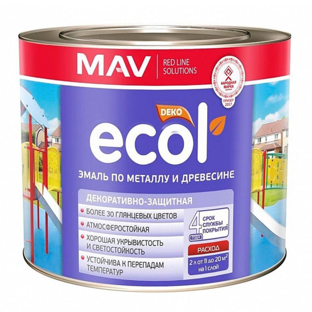 Эмаль MAV Ecol ПФ-115 по металлу и древесине вишневая глянцевая 2.4 л Эмаль MAV Ecol ПФ-115 по металлу и древесине вишневая глянцевая 2.4 л