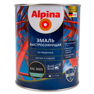 Грунт-эмаль Alpina быстросохнущая по ржавчине RAL 9005 черная 0.75 л