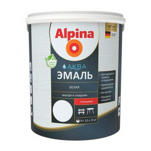 Эмаль Alpina Аква акриловая белая глянцевая 2.5 л