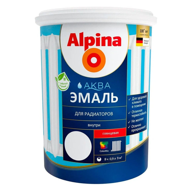 Эмаль для радиаторов Alpina Аква 948106295 0.9 л Эмаль для радиаторов Alpina Аква 948106295 0.9 л