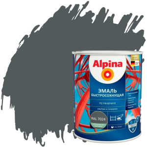 Грунт-эмаль Alpina быстросохнущая по ржавчине RAL 7024 графитовая 0.9 кг
