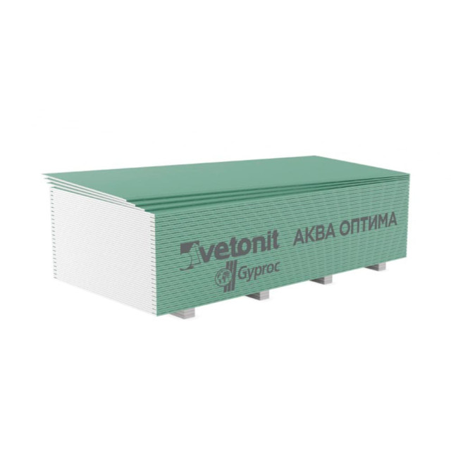 Гипсокартон Vetonit Aqua Optima стеновой влагостойкий 12.5*1200*2500 мм Гипсокартон Vetonit Aqua Optima стеновой влагостойкий 12.5*1200*2500 мм