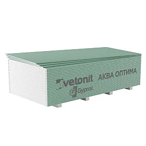 Гипсокартон Gyproc Аква Оптима стеновой влагостойкий 12.5*1200*3000 мм