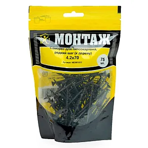 Саморез по гипсокартону 4.2*70 мм Монтаж MD001011 редкий шаг к дереву 75 шт