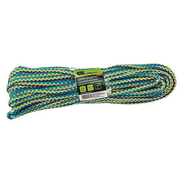 Шнур вязаный Сибртех 93954 полипропиленовый с сердечником 6 мм 20 м разноцветный