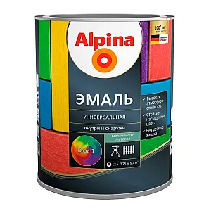 Эмаль универсальная Alpina База 1 шелковисто-матовая белая 0.75 л