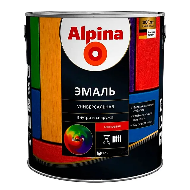 Эмаль универсальная Alpina База 3 глянцевая прозрачная 2.13 л