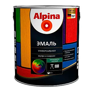 Эмаль универсальная Alpina База 3 шелковисто-матовая прозрачная 2.13 л