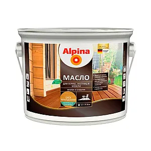 Масло Alpina 948105060 для террас лестниц и мебели орех макадамия 2.5 л