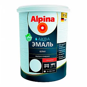 Эмаль Alpina Аква акриловая белая глянцевая 0.9 л