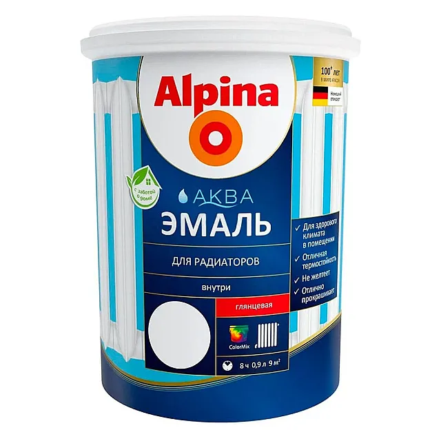 Эмаль для радиаторов Alpina Аква 948106295 0.9 л