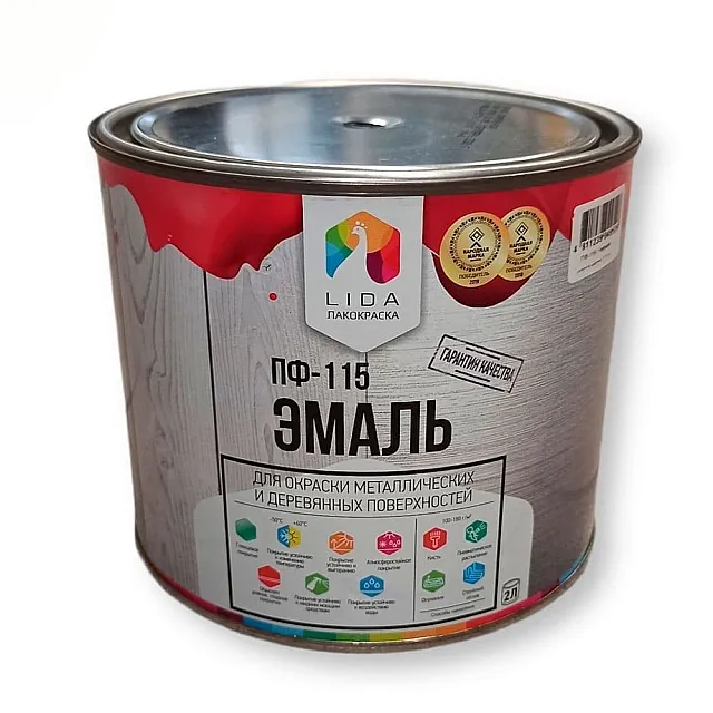 Эмаль Lida ПФ-115 красная 2 кг