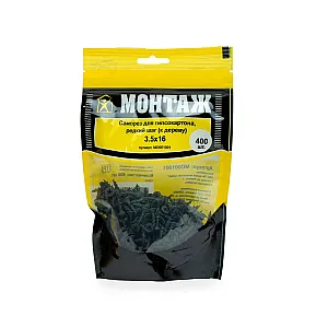 Саморез по гипсокартону 3.5*16 мм Монтаж MD001001 редкий шаг фосфат 400 шт