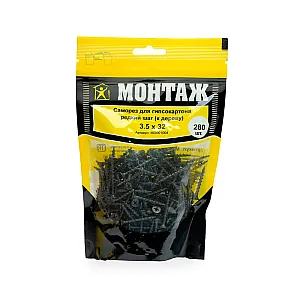 Саморез по гипсокартону 3.5*32 мм Монтаж MD001004 редкий шаг фосфат 280 шт