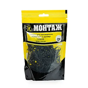 Саморез по гипсокартону 3.5*35 мм Монтаж MD001005 редкий шаг фосфат 250 шт
