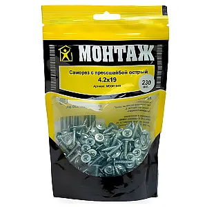 Саморез с прессшайбой 4.2*19 мм Монтаж MD001049 острый цинк 230 шт