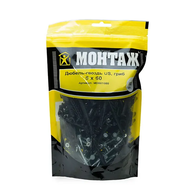 Дюбель-гвоздь Монтаж MD001080 US 6*60 мм полипропилен гриб 100 шт