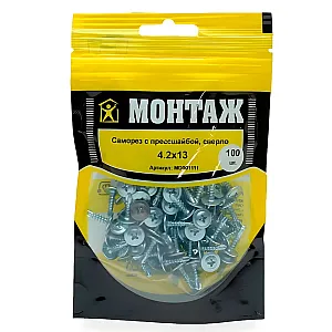 Саморез с прессшайбой 4.2*13 мм Монтаж MD001111 сверло цинк 100 шт