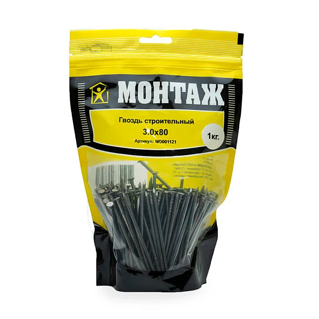 Гвоздь строительный 3*80 мм Монтаж MD001121 1 кг