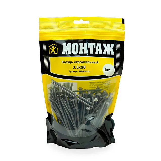 Гвоздь строительный 3.5*90 мм Монтаж MD001122 дой-пак L 1 кг
