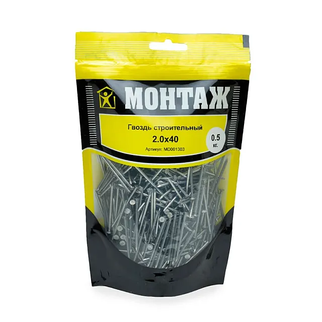 Гвоздь строительный 2*40 мм Монтаж MD001303 0.5 кг